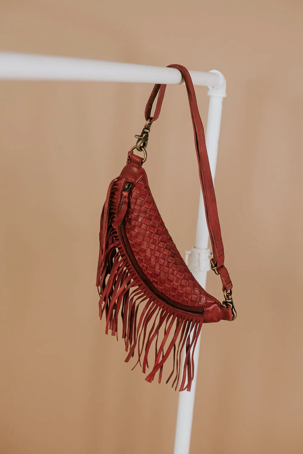 Revival Fringe Fanny Pack, Boho Red