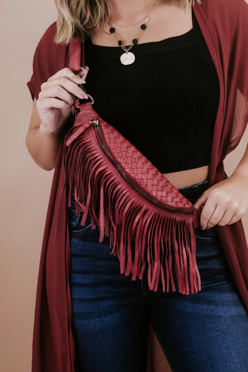 Revival Fringe Fanny Pack, Boho Red