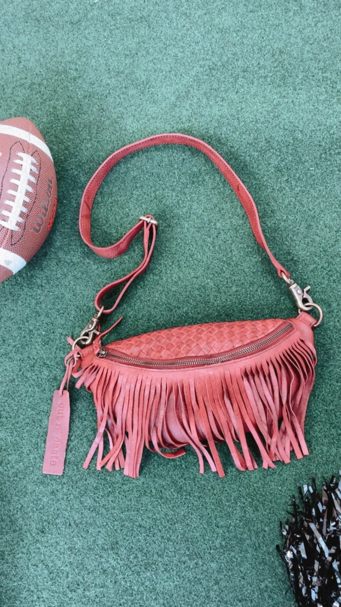 Revival Fringe Fanny Pack, Boho Red