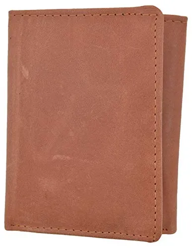 RFID Blocking Mens Vintage Soft Genuine Leather Classic Style Trifold Wallet