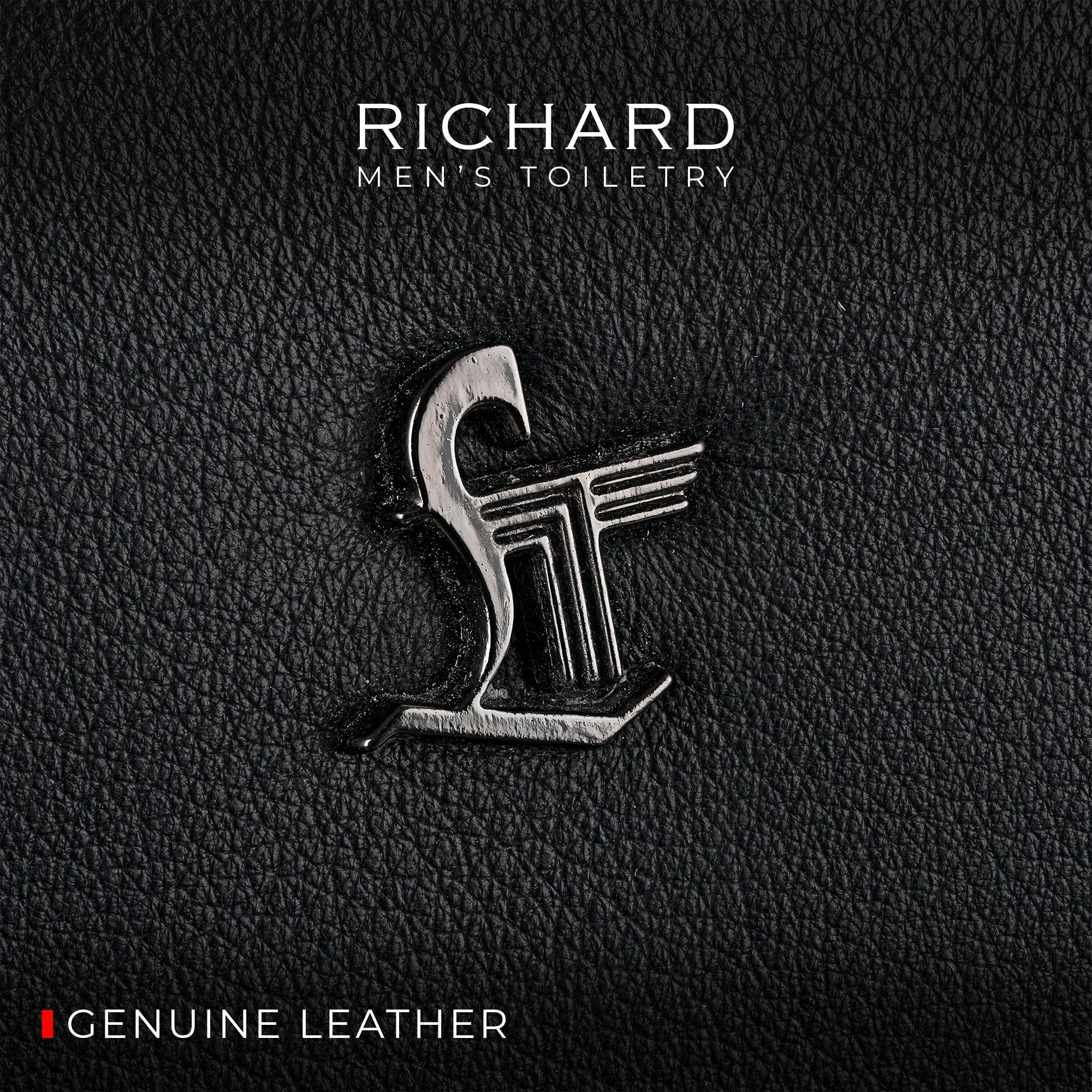 Richard's Leather Toiletry  /  Shaving Kit Bag For Men | For Carrying Grooming Essentials & Travel | In Black, Brown & Tan