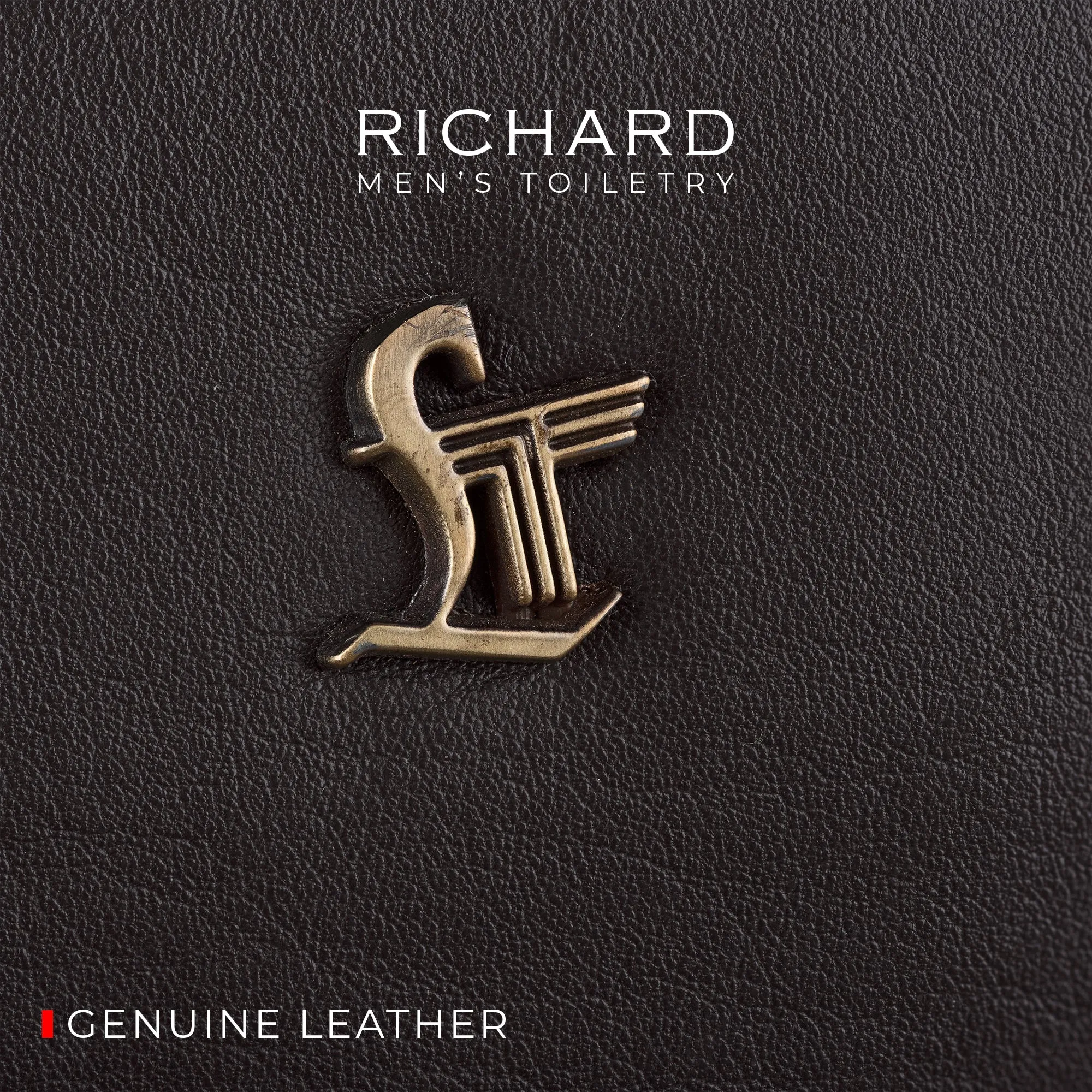 Richard's Leather Toiletry  /  Shaving Kit Bag For Men | For Carrying Grooming Essentials & Travel | In Black, Brown & Tan