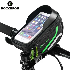 ROCKBROS 5.5" Bicycle Bag Cycling Frame Tube Panniers Waterproof Touchscreen Phone Case Reflective With Shade Baffle 5 Colors