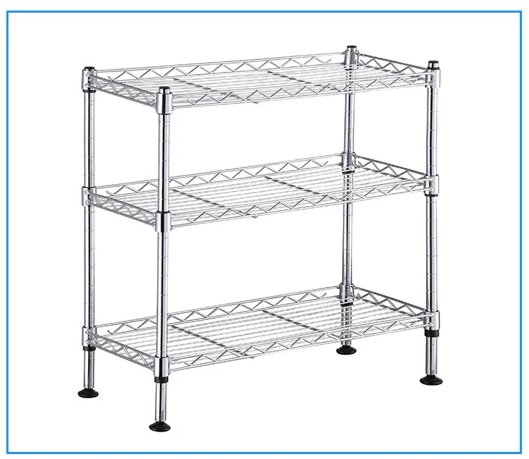 RONSHIN 3-shelf Adjustable Heavy Duty Storage Shelving Organizer Wire Rack Silver