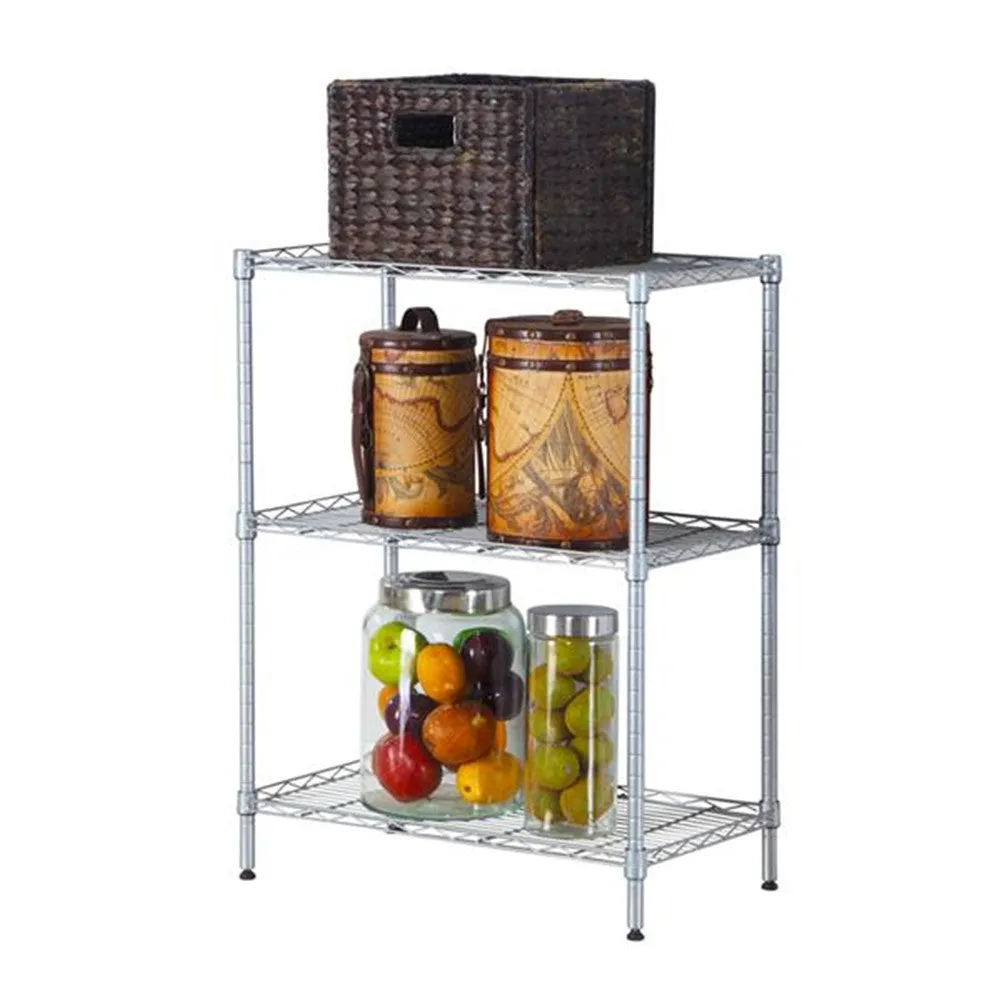 RONSHIN 3-shelf Adjustable Heavy Duty Storage Shelving Organizer Wire Rack Silver