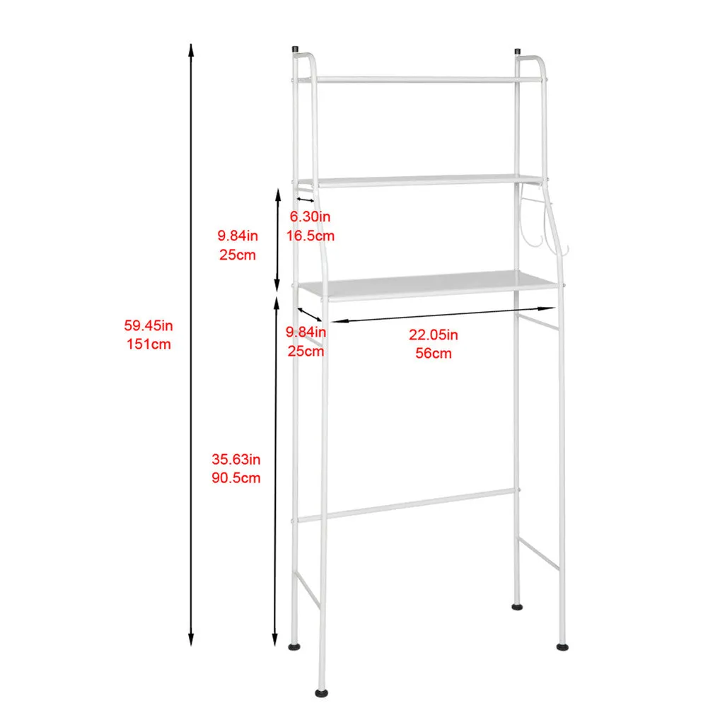 RONSHIN 3-tier Bathroom Storage Rack Towels Toiletries Toilet Organizer White