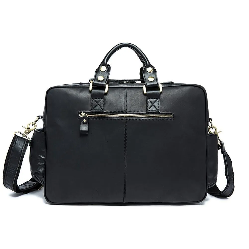 Rossie Viren Vintage Functional Men Briefcase Large Volume Business Briefcase Men's Top Handle Daily Postmen Carry Tote Shoulder Bag