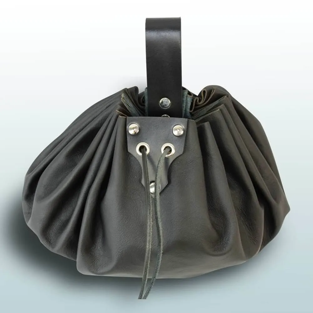 Round Large Leather Pouch