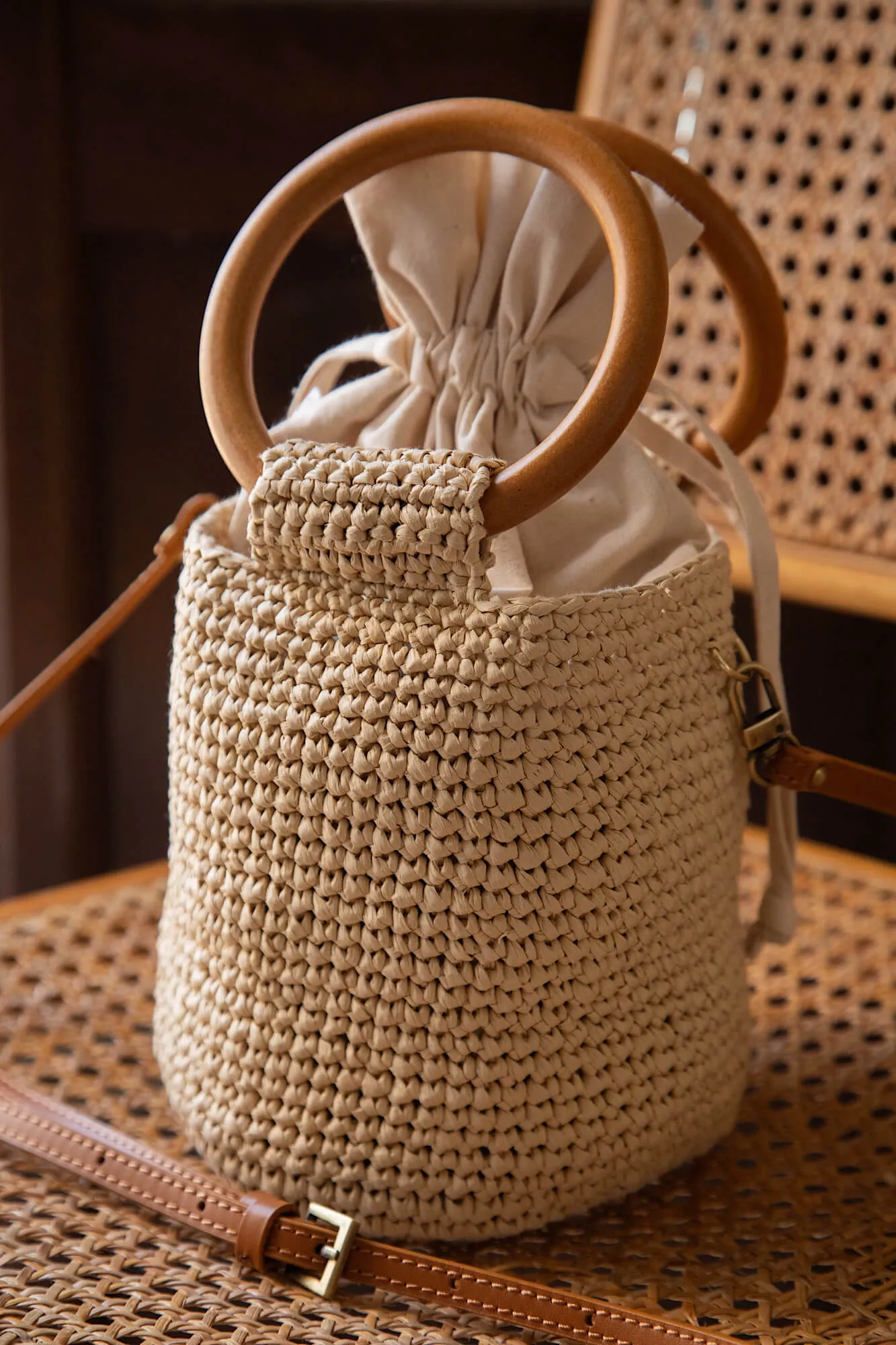 Ruth Raffia Bucket Bag