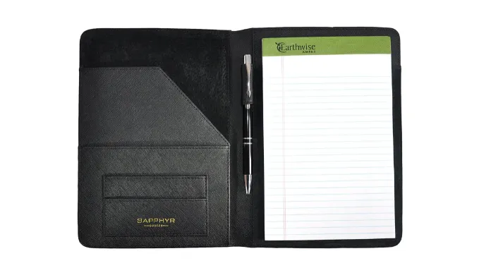 Saffiano Leather Padfolio Luxury Organizer (Each Sale Benefits One Tree Planted) 6" x 8.75" - Ships Quick!