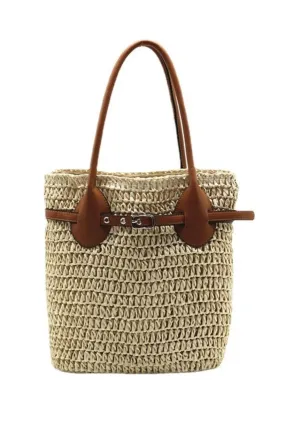 'Sandara' Woven Straw Bucket Bag