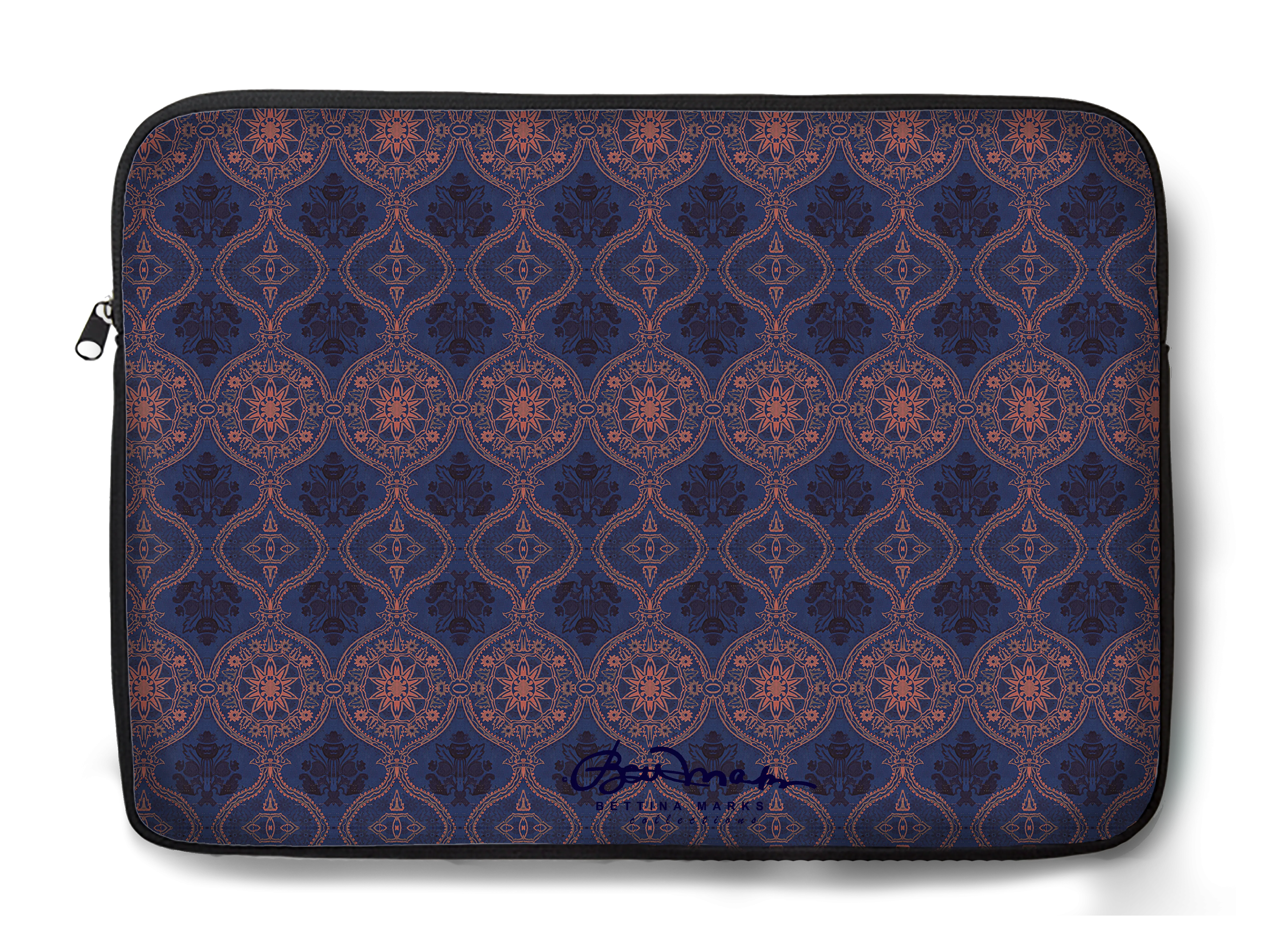 Sargasso Blue and Mellow Rose Damask Laptop Sleeve