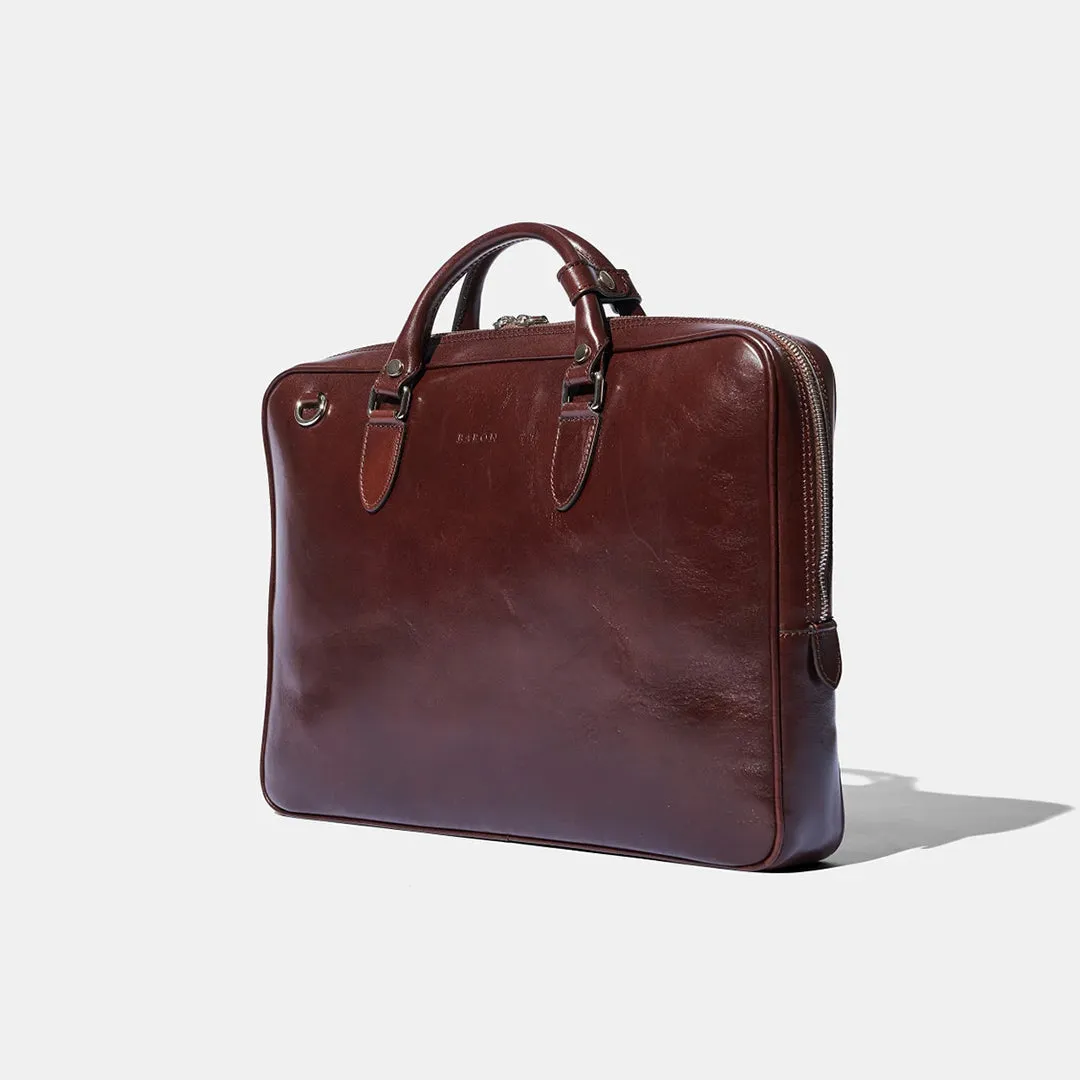 Slim Briefcase - Brown Leather by Baron