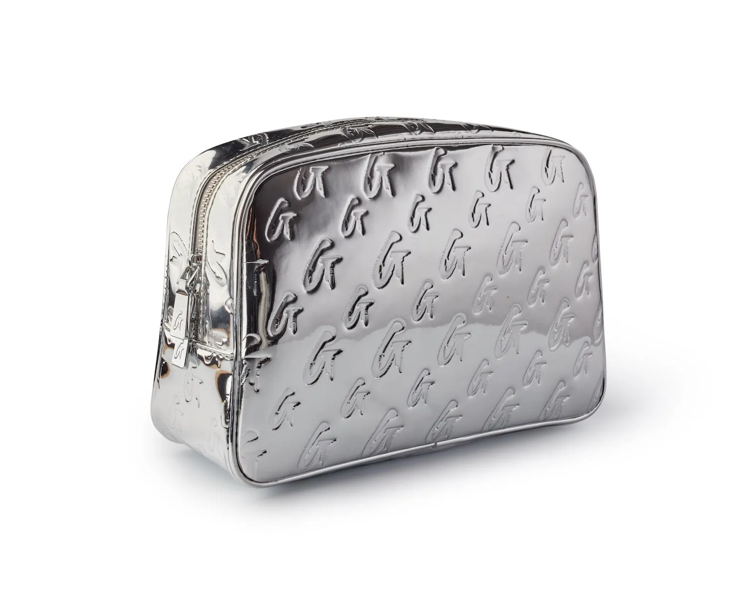 SMALL METALLIC MONOGRAM TOILETRY BAG - METALLIC SILVER