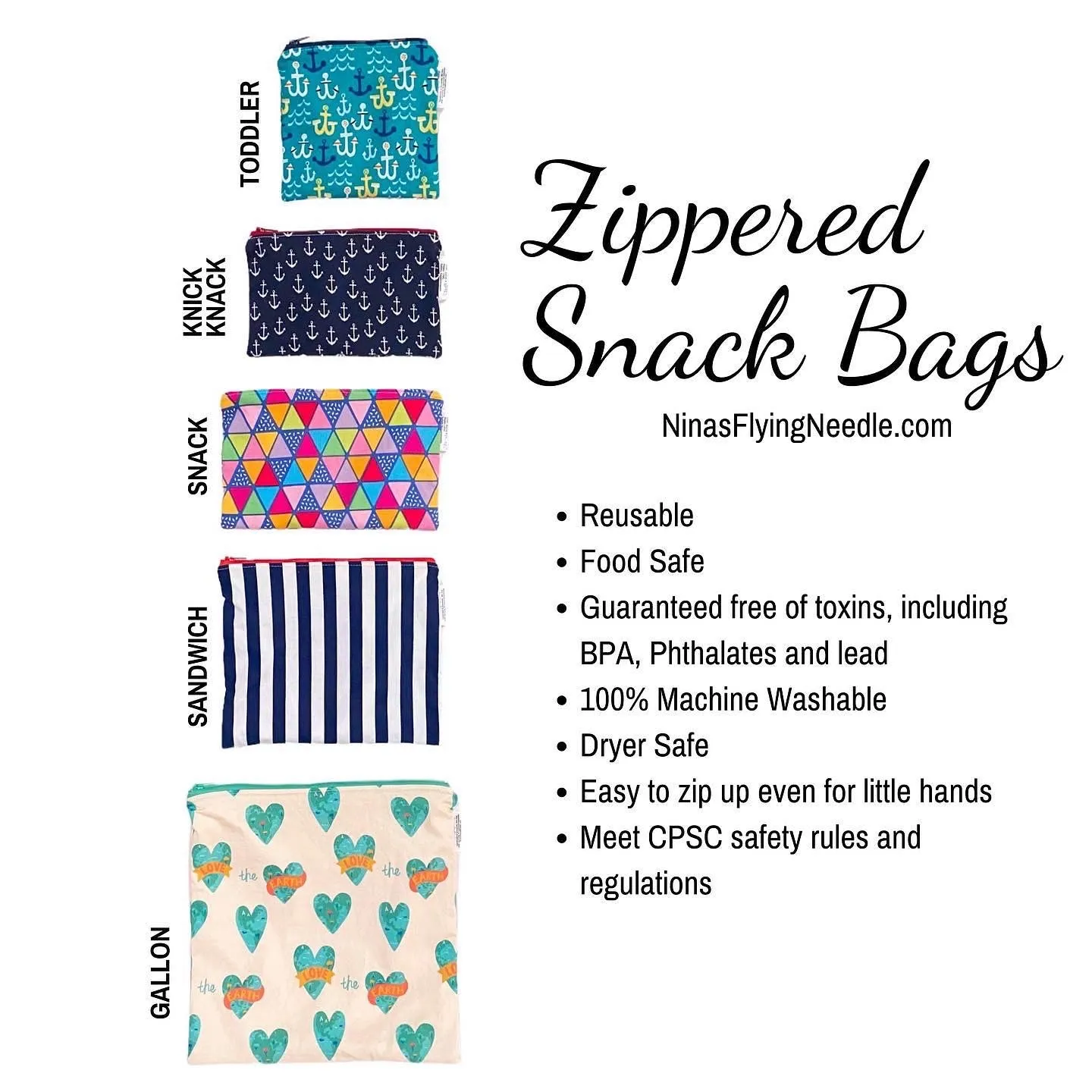 Snack Sized Reusable Zippered Bag Mermaids