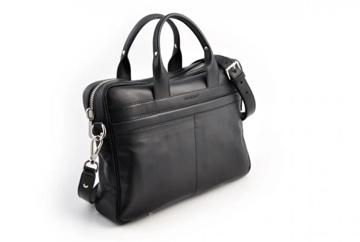 Soft Calf Leather Briefcase - The Treviso - Onyx