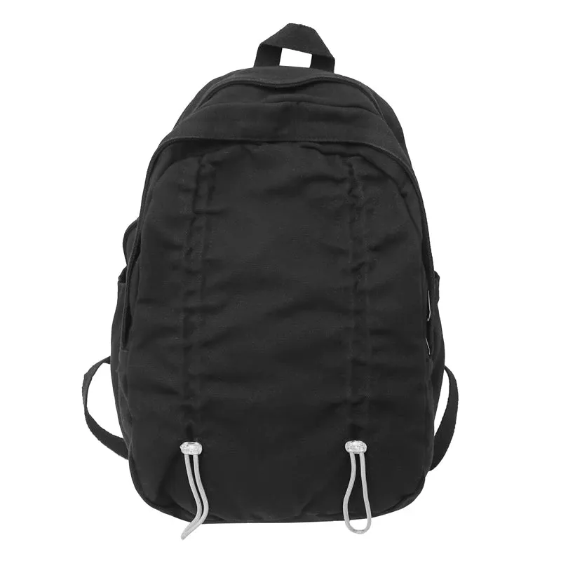 Sohiwoo Fashion Drawstring Design Women Backpack Solid Canvas College Backpack Female Student School Bags Girls Boys Leisure Travel Bag