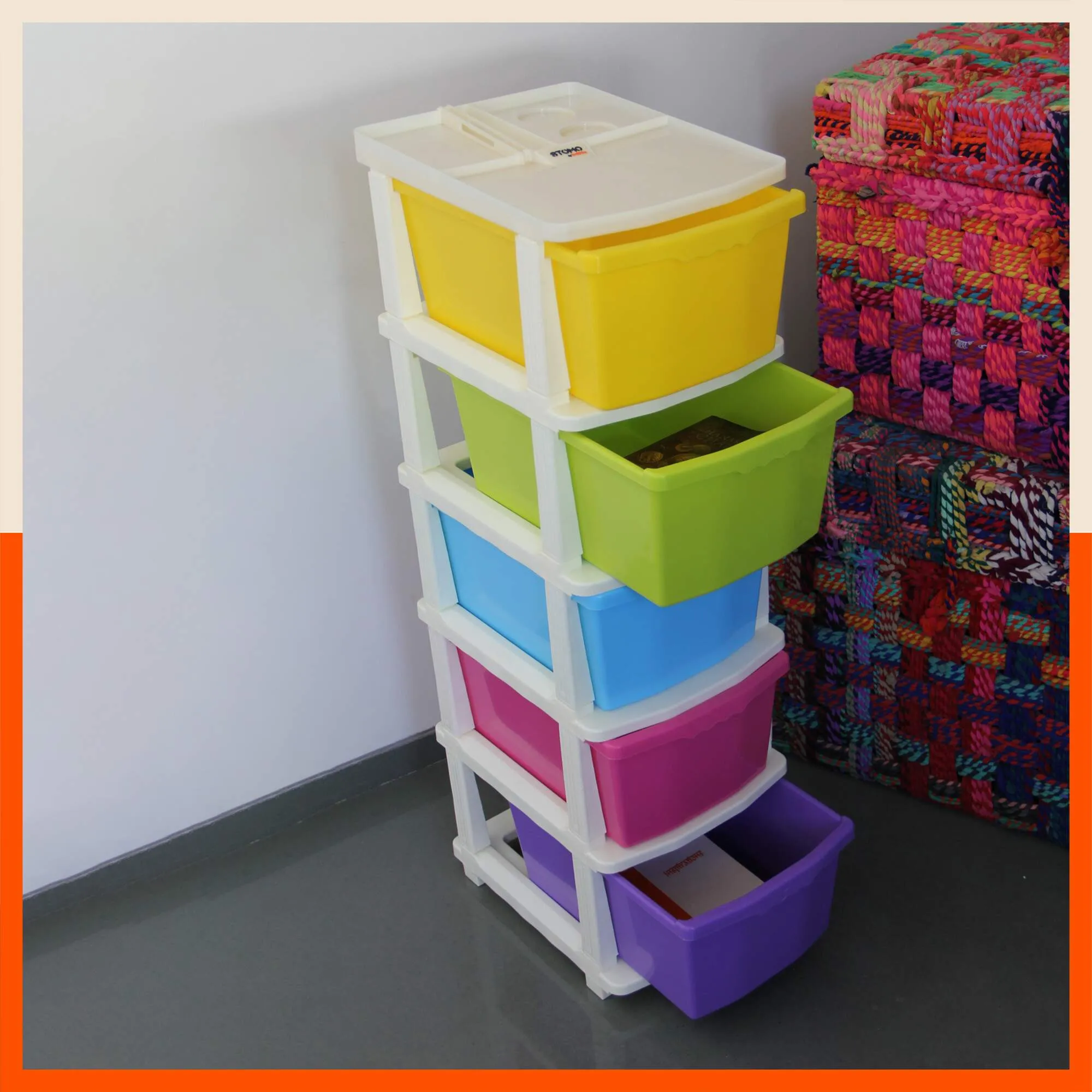 Stomo 6 Multi-Purpose Storage Organizer for Home and Office (Multi Colour)