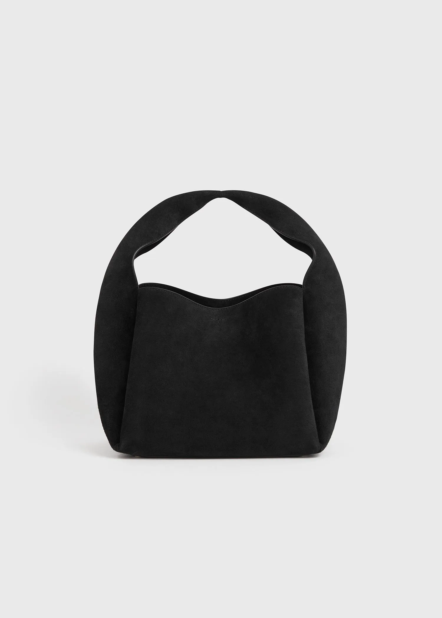 Suede bucket bag black