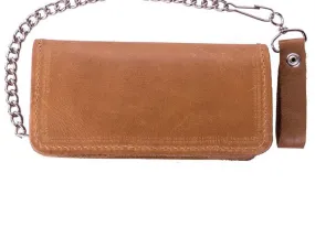 Tan Leather Bifold 4 Compartment Wallet With Zipper Closure