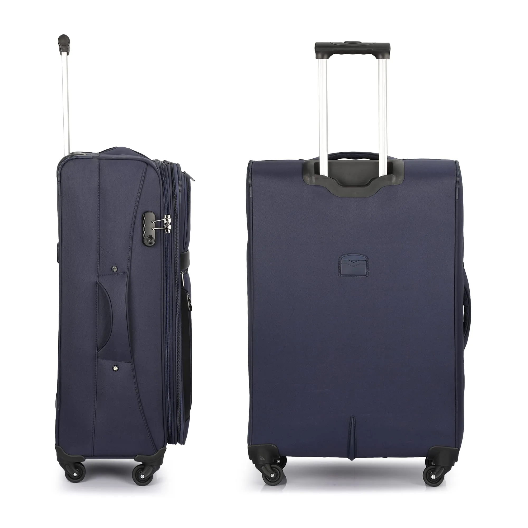 THE CLOWNFISH Combo of 3 Faramund Series Luggage Polyester Softsided Suitcases Four Wheel Trolley Bags - Navy Blue (76 cm, 68 cm, 56 cm)