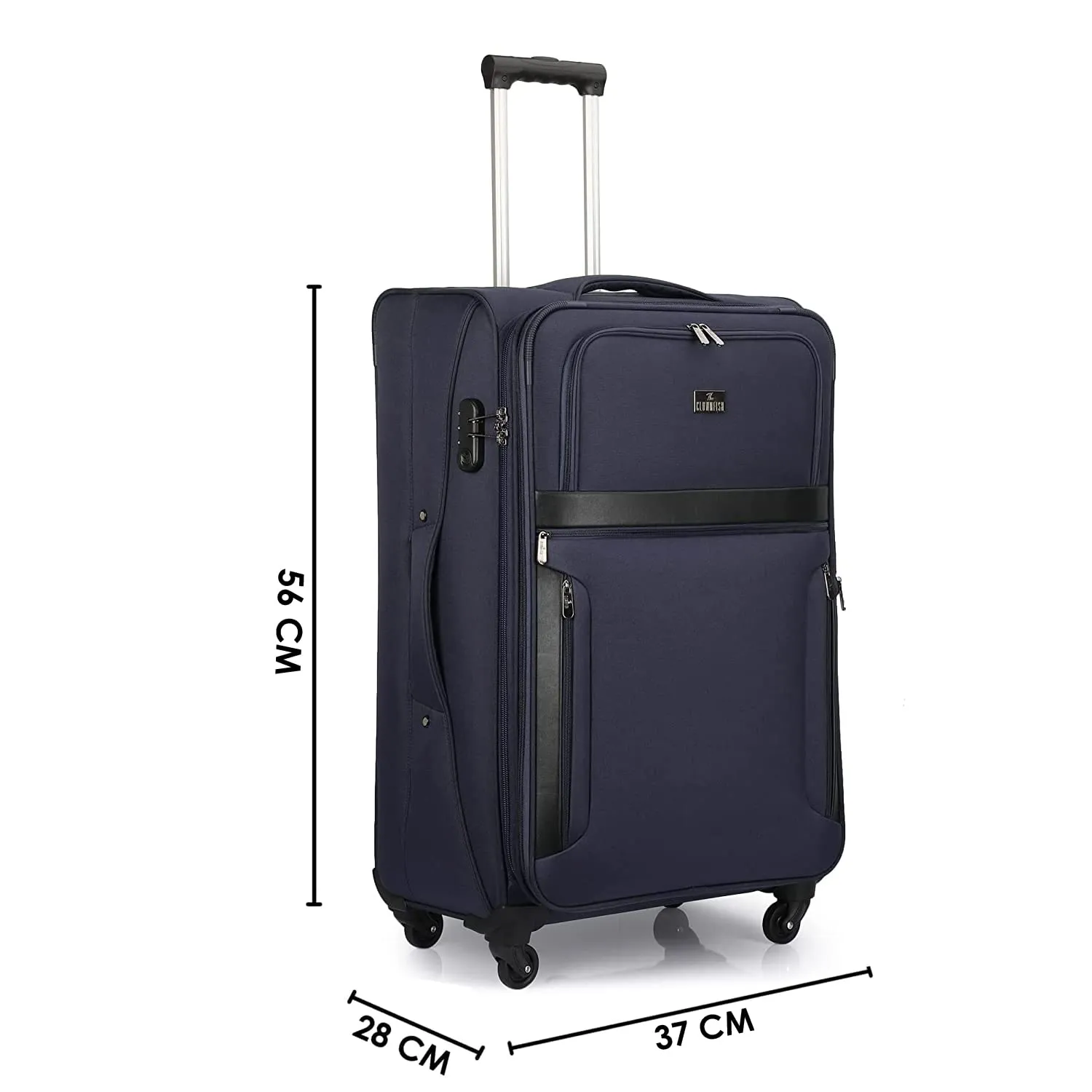 THE CLOWNFISH Combo of 3 Faramund Series Luggage Polyester Softsided Suitcases Four Wheel Trolley Bags - Navy Blue (76 cm, 68 cm, 56 cm)