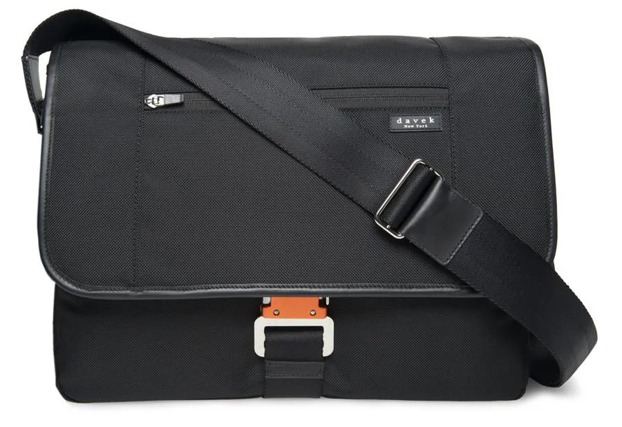 The Davek Messenger Bag - Black Nylon