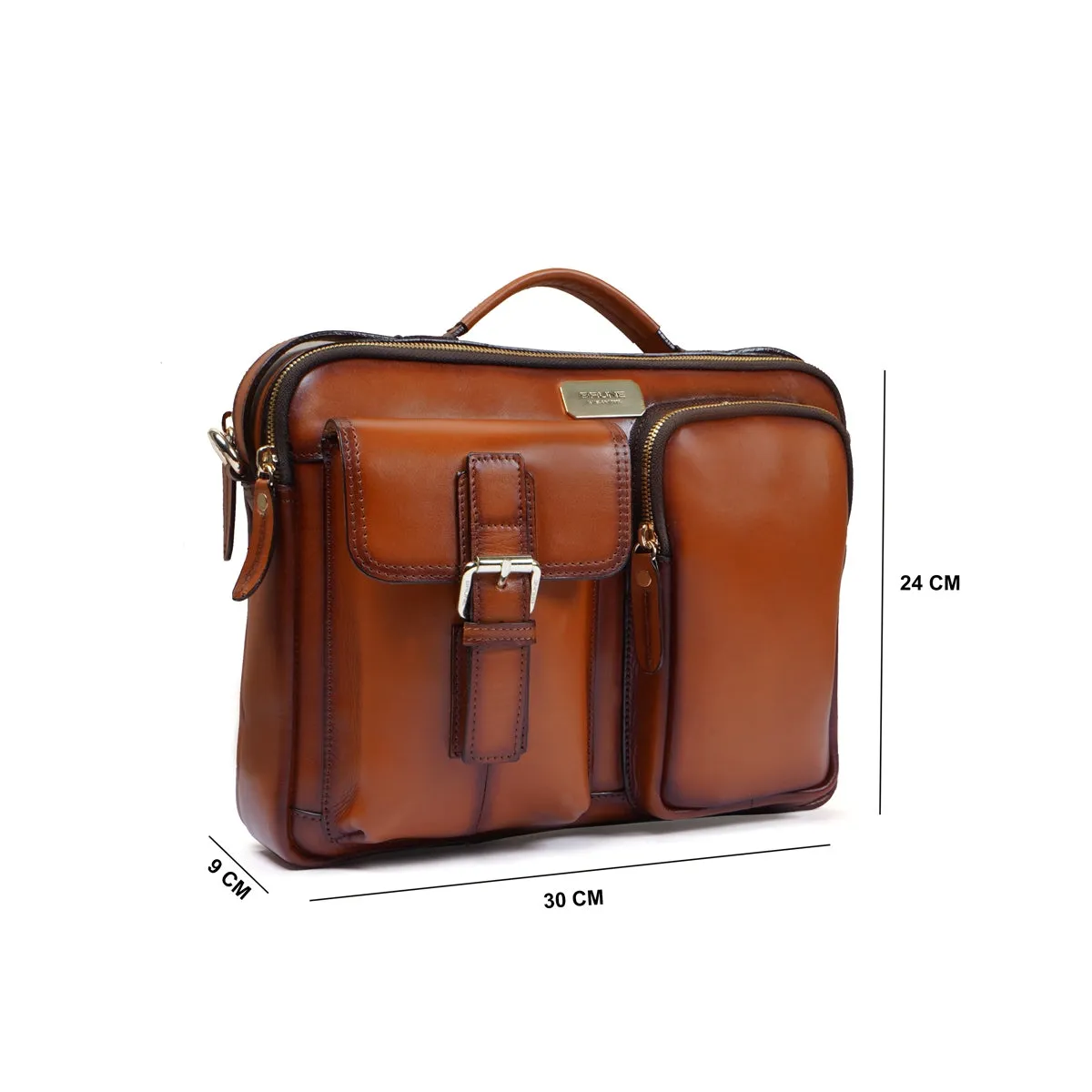 The Modern Quick Tan Office Briefcase With Extra Compartment By Brune & Bareskin