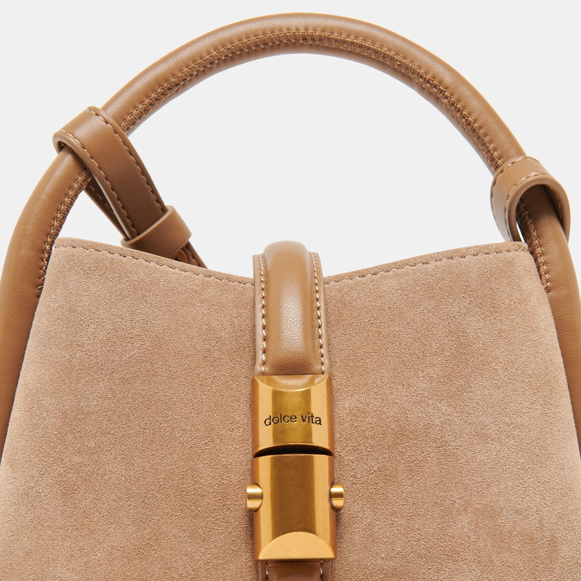 The Neve Mini Bucket Bag by Dolce Vita - Shitake Suede