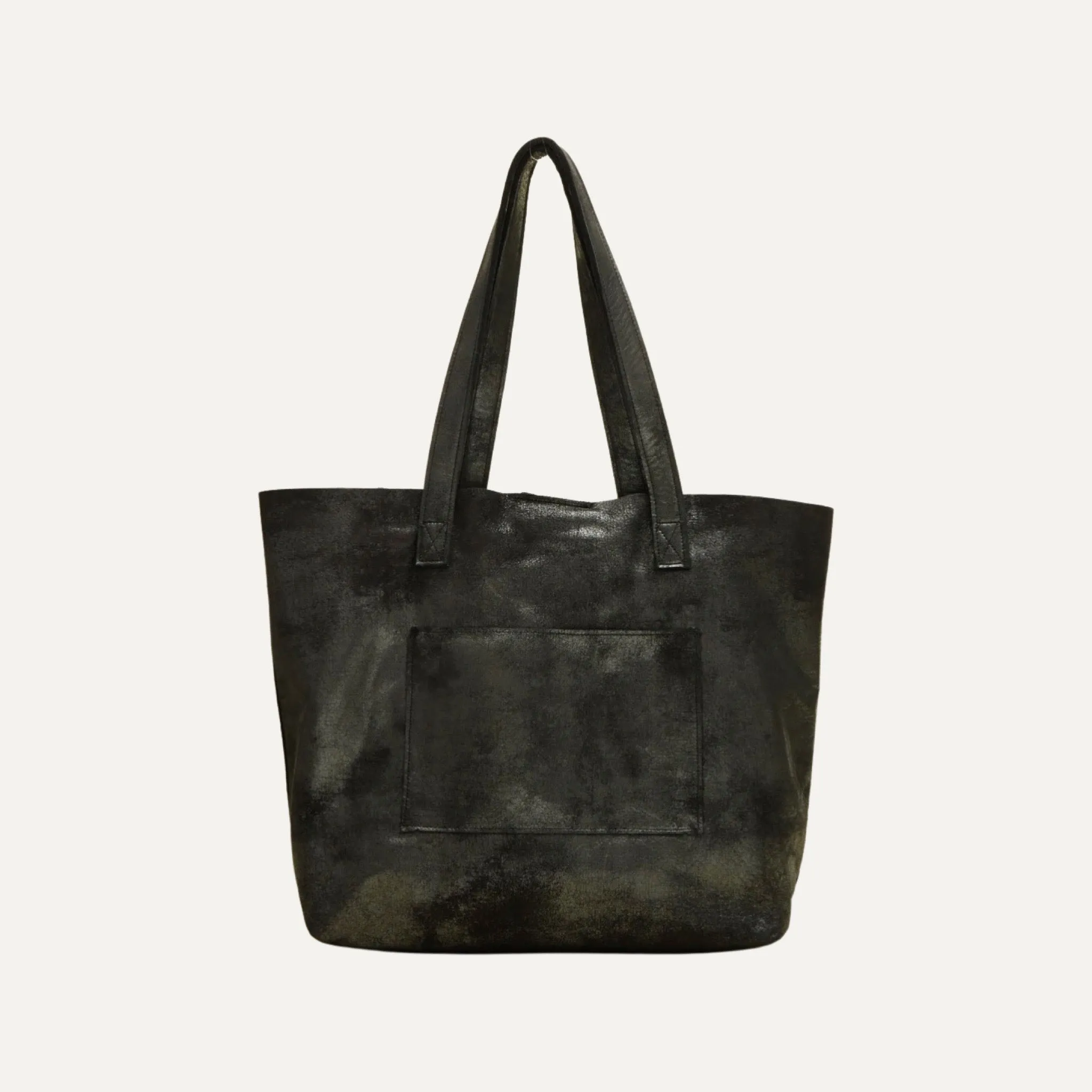 Tote Bag | Black Metallic   Sting Ray Print Leather Stripe "The Britney"