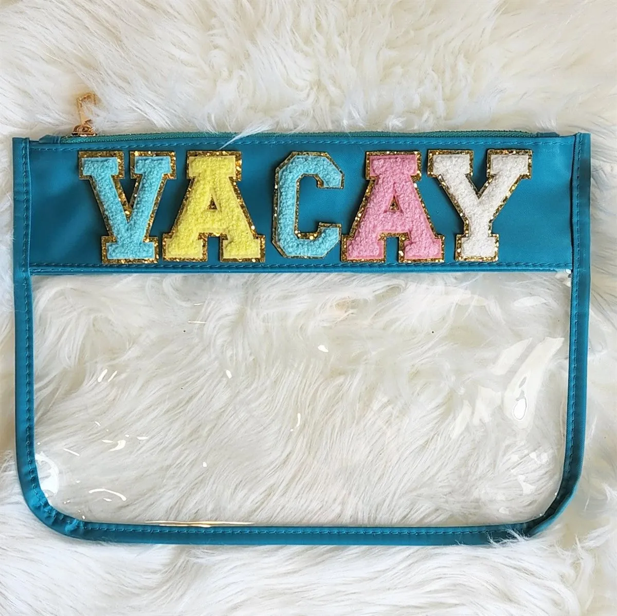 Varsity Chenille Letter Pouch Travel Organizer- Vacay