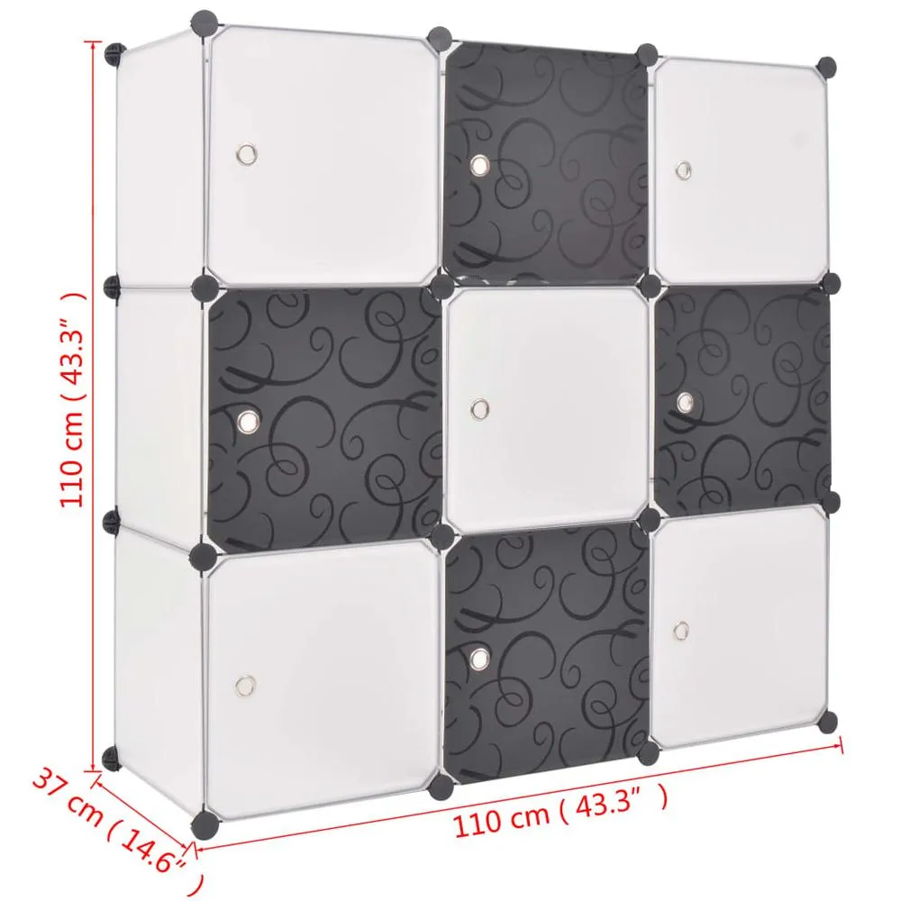 vidaXL Storage Cube Organizer with 9 Compartments - Black and White