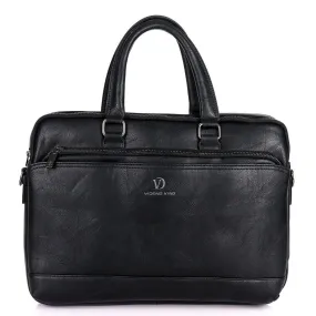 Videng King Men's Quality Leather Business Bag- Black