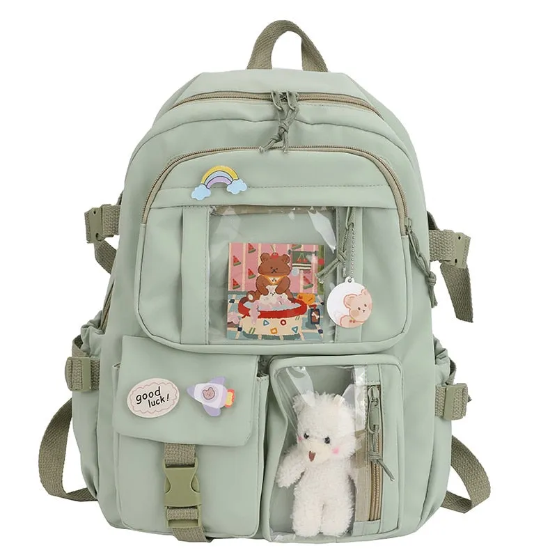 Wenkouban NEW Cute Women Backpacks Waterproof Multi-Pocket Nylon School Backpack For Student Female Girls Kawaii Laptop Book Pack Mochilas