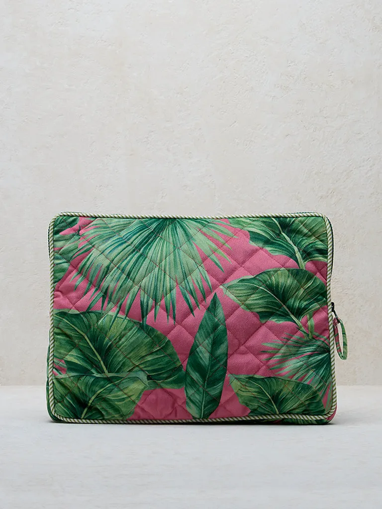 Westside Home Pink Tropical Printed Laptop Bag