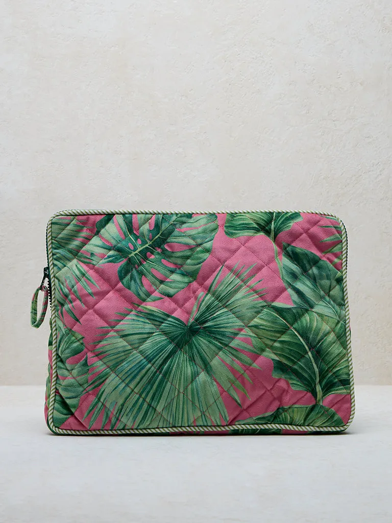 Westside Home Pink Tropical Printed Laptop Bag