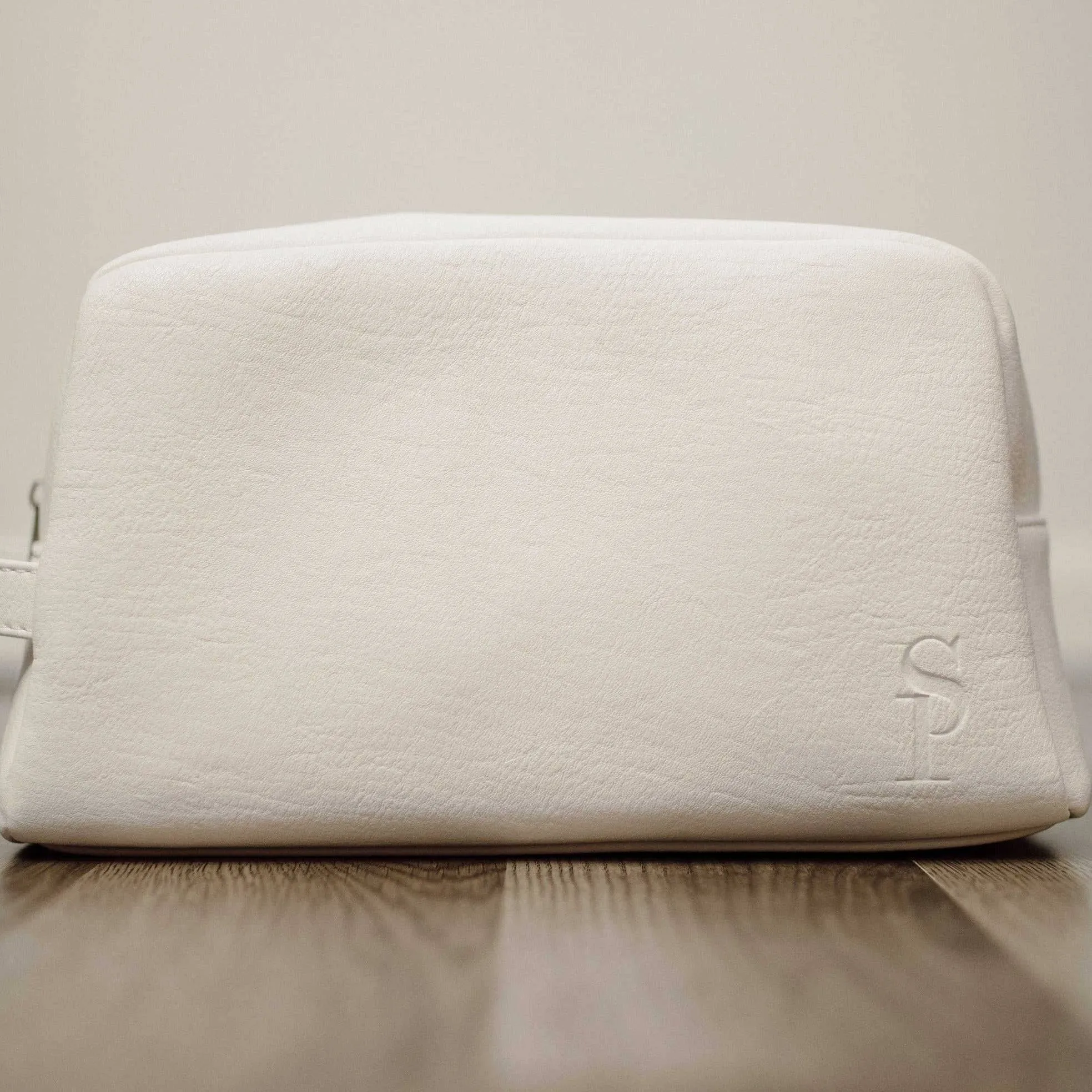 White Leather Toiletry Bag