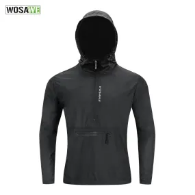 Windproof Cycling Jacket with Hooded Men's Windbreaker Reflective Bike Bicycle MTB Riding Sports Coat Long Jersey