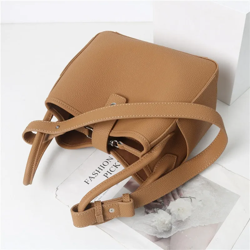 Womens Calfskin Leather Bucket Cross Body Bag