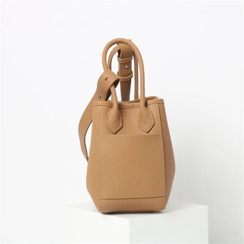 Womens Calfskin Leather Bucket Cross Body Bag