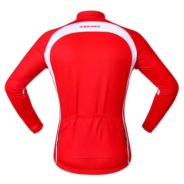 WOSAWE Comfortable Red Long Sleeve Cycling Jersey