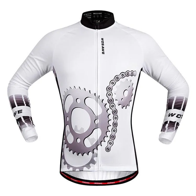 WOSAWE  Gear White Long Sleeve Cycling Jersey