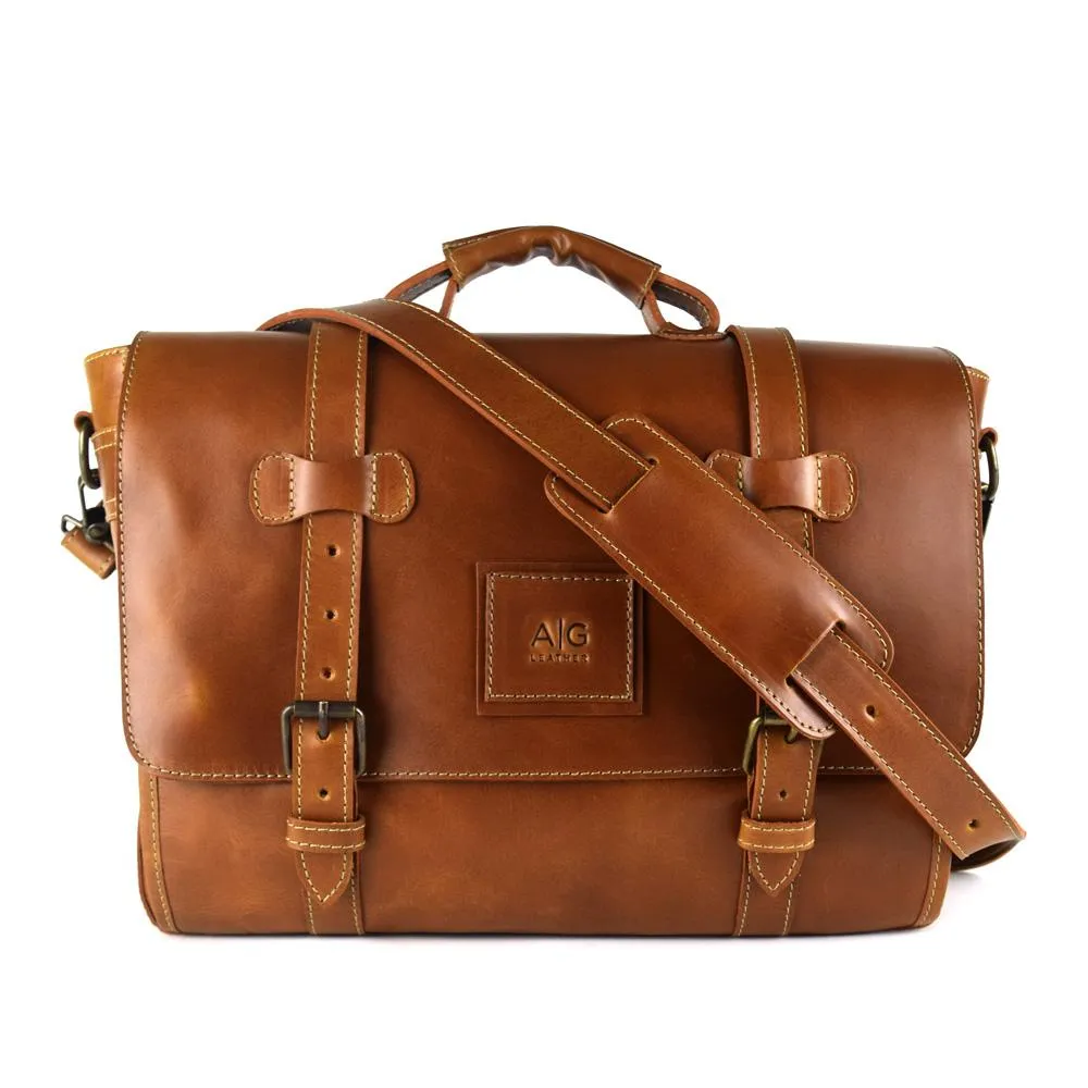 Wyoming Portfolio Briefcase in Cognac Leather