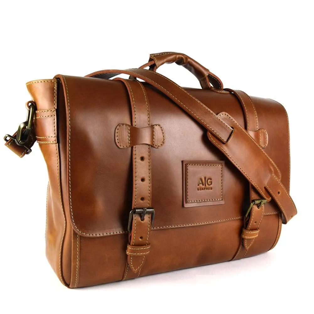 Wyoming Portfolio Briefcase in Cognac Leather