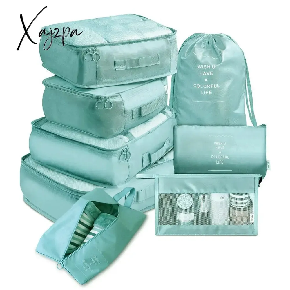 Xajzpa - 8pcs Set Travel Organizer Storage Bags Suitcase Packing Set Storage Cases Portable Luggage Organizer Clothes Shoe Tidy Pouch Bag