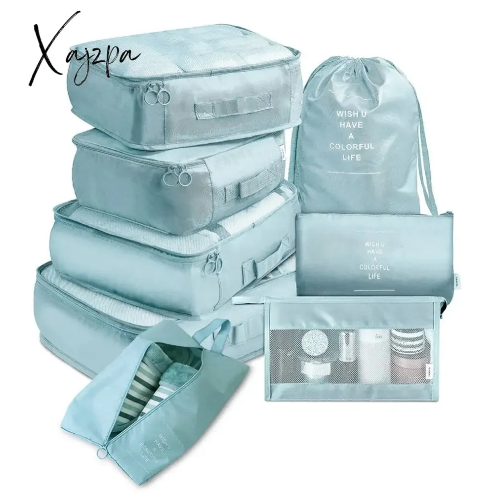 Xajzpa - 8pcs Set Travel Organizer Storage Bags Suitcase Packing Set Storage Cases Portable Luggage Organizer Clothes Shoe Tidy Pouch Bag