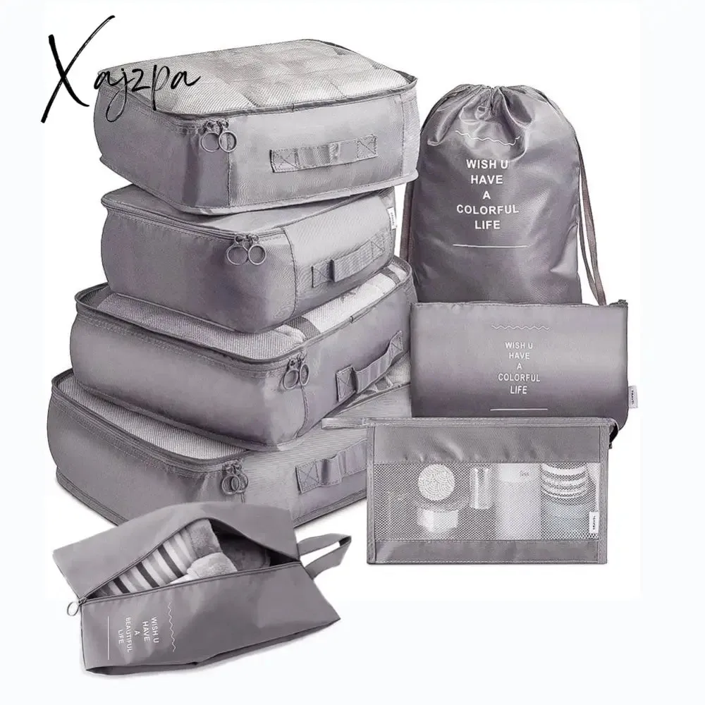 Xajzpa - 8pcs Set Travel Organizer Storage Bags Suitcase Packing Set Storage Cases Portable Luggage Organizer Clothes Shoe Tidy Pouch Bag